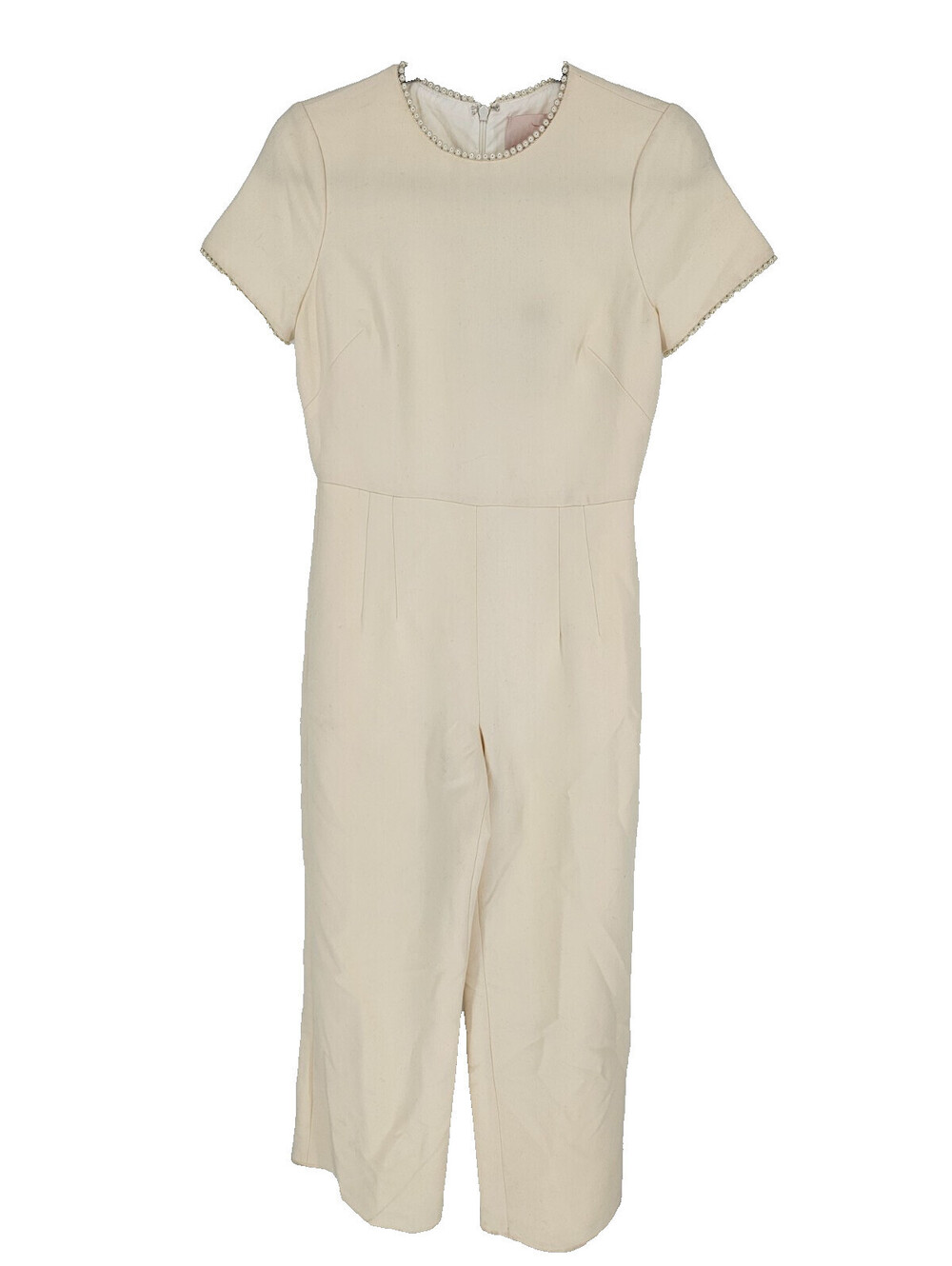 Gal Meets Glam Womens Sz 2P Petite Jumpsuit One Piece Cream Color Formal Pearls